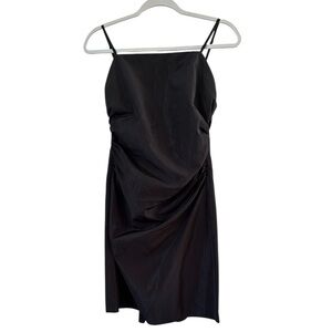 A.B.S. By Allen Scwartz New Little Black Satiny Ruffle Cocktail Dress size 4